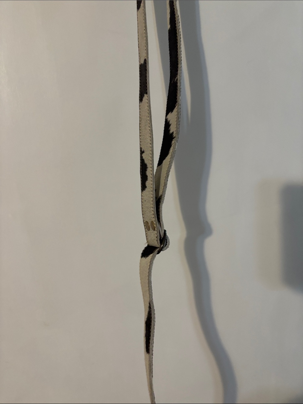 Myra Bag Black & White Cowhide Crossbody Strap with Brass Accents - Picture 5 of 8